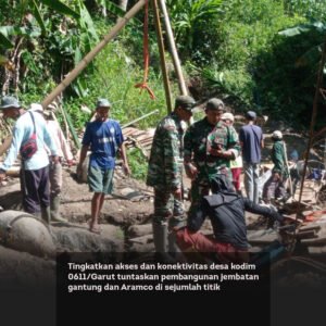 Tingkatkan akses dan konektivitas desa kodim 0611/Garut tuntaskan pembangunan jembatan gantung dan Aramco di sejumlah titik