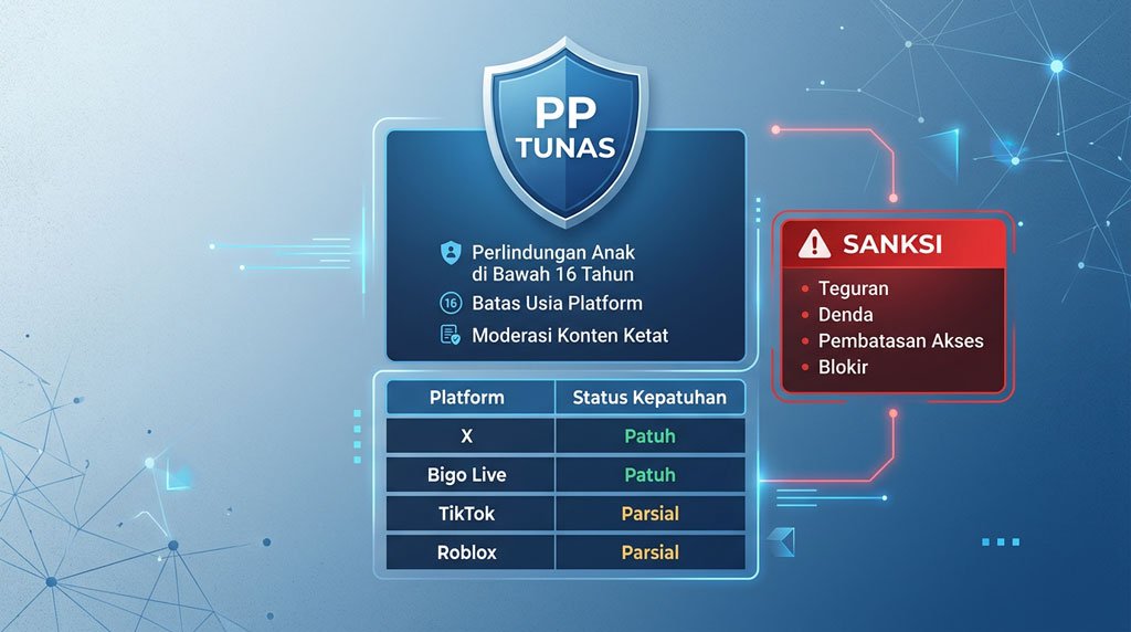 Beberapa platform digital telah menunjukkan kepatuhan terhadap PP Tunas