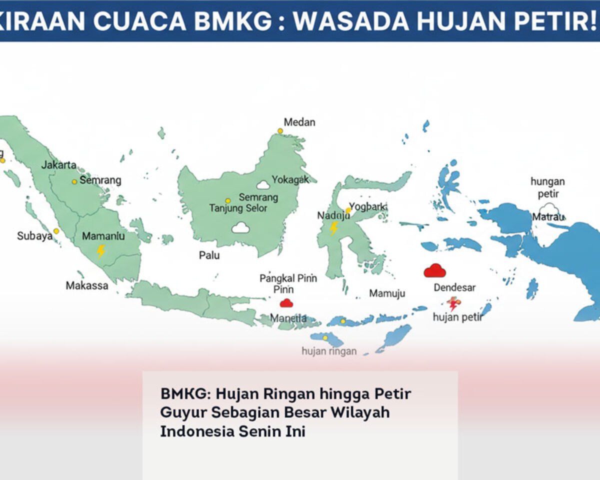 BMKG: Hujan Ringan hingga Petir Guyur Sebagian Besar Wilayah Indonesia Senin Ini