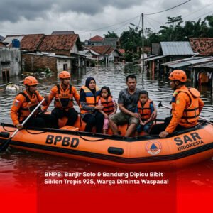 BNPB: Banjir Solo & Bandung Dipicu Bibit Siklon Tropis 92S, Warga Diminta Waspada!