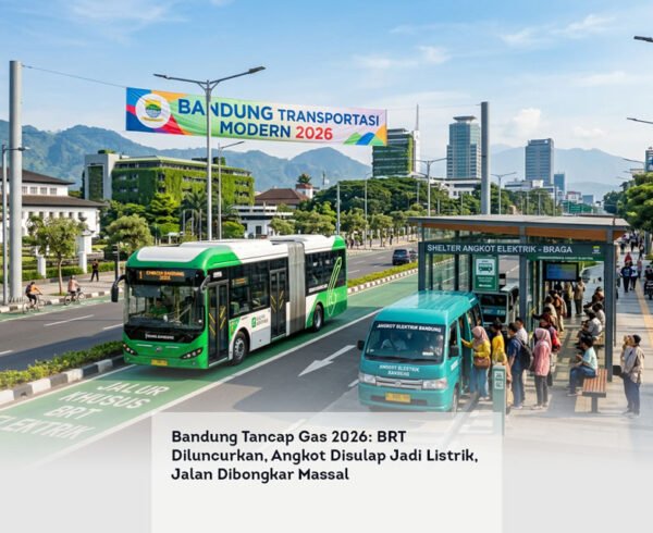 Bandung Tancap Gas 2026, BRT Diluncurkan, Angkot Disulap Jadi Listrik, Jalan Dibongkar Massal locusonline featured image Apr 2026