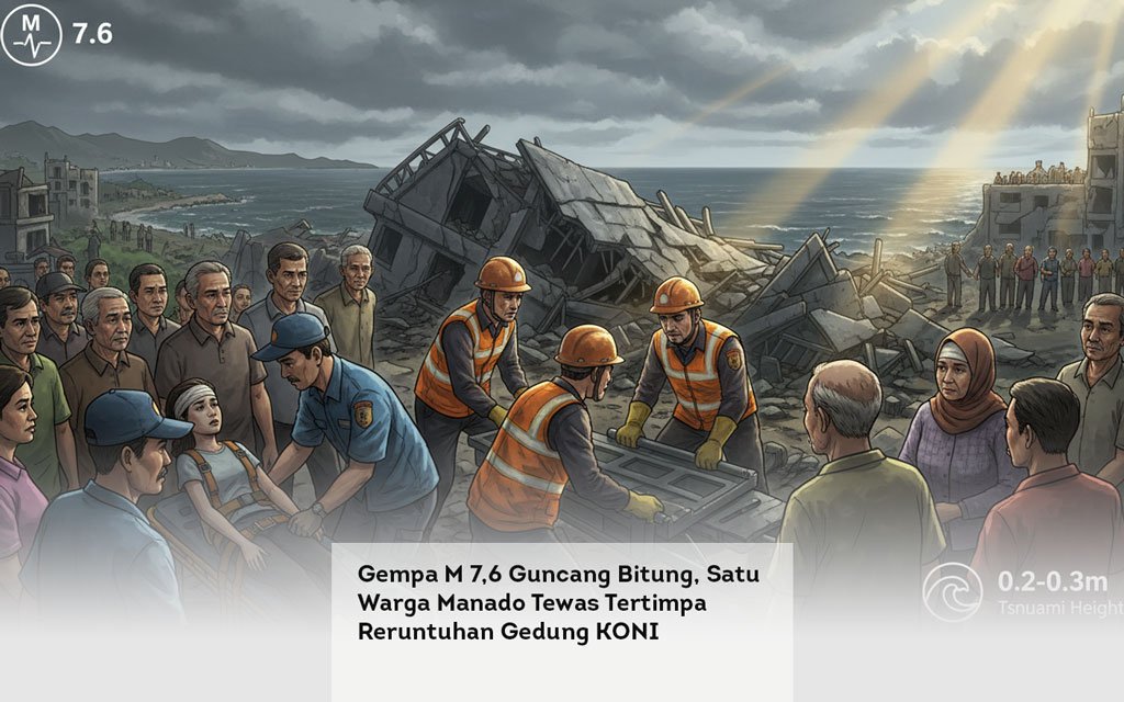 Gempa M 7,6 Guncang Bitung, Satu Warga Manado Tewas Tertimpa Reruntuhan Gedung KONI locusonline featured image Apr 2026