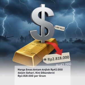 Harga Emas Antam Anjlok Rp42.000 dalam Sehari, Kini Dibanderol Rp2.818.000 per Gram