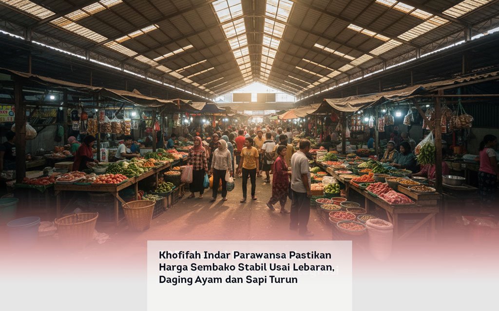 Khofifah Indar Parawansa Pastikan Harga Sembako Stabil Usai Lebaran, Daging Ayam dan Sapi Turun locusonline featured image Apr 2026