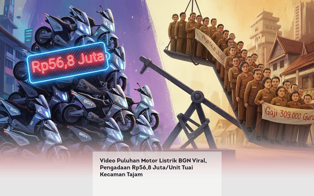 Video Puluhan Motor Listrik BGN Viral, Pengadaan Rp56,8 Juta per Unit Tuai Kecaman Tajam locusonline featured image Apr 2026